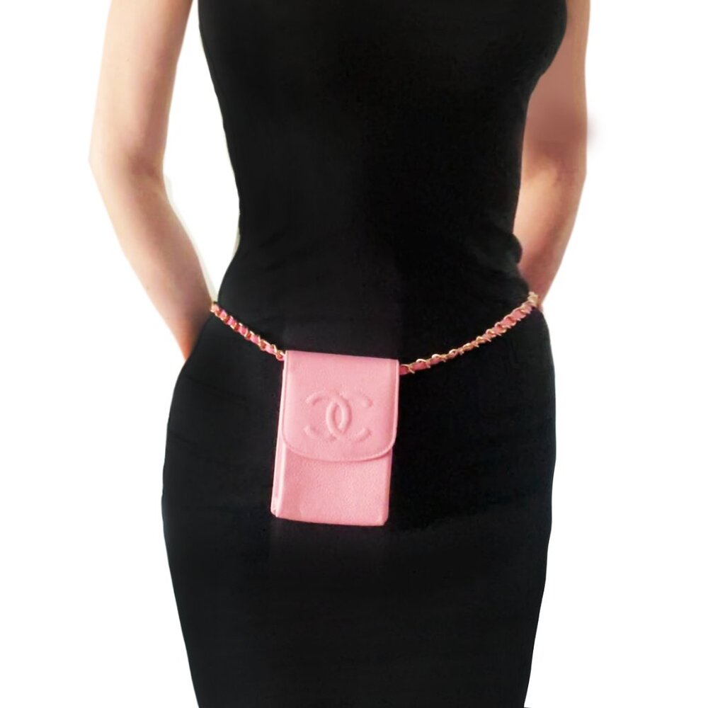 Authentic CHANEL Vintage Mini Flap Caviar Leather Pouch Cigarette Case Crossbody - Picture 2 of 15